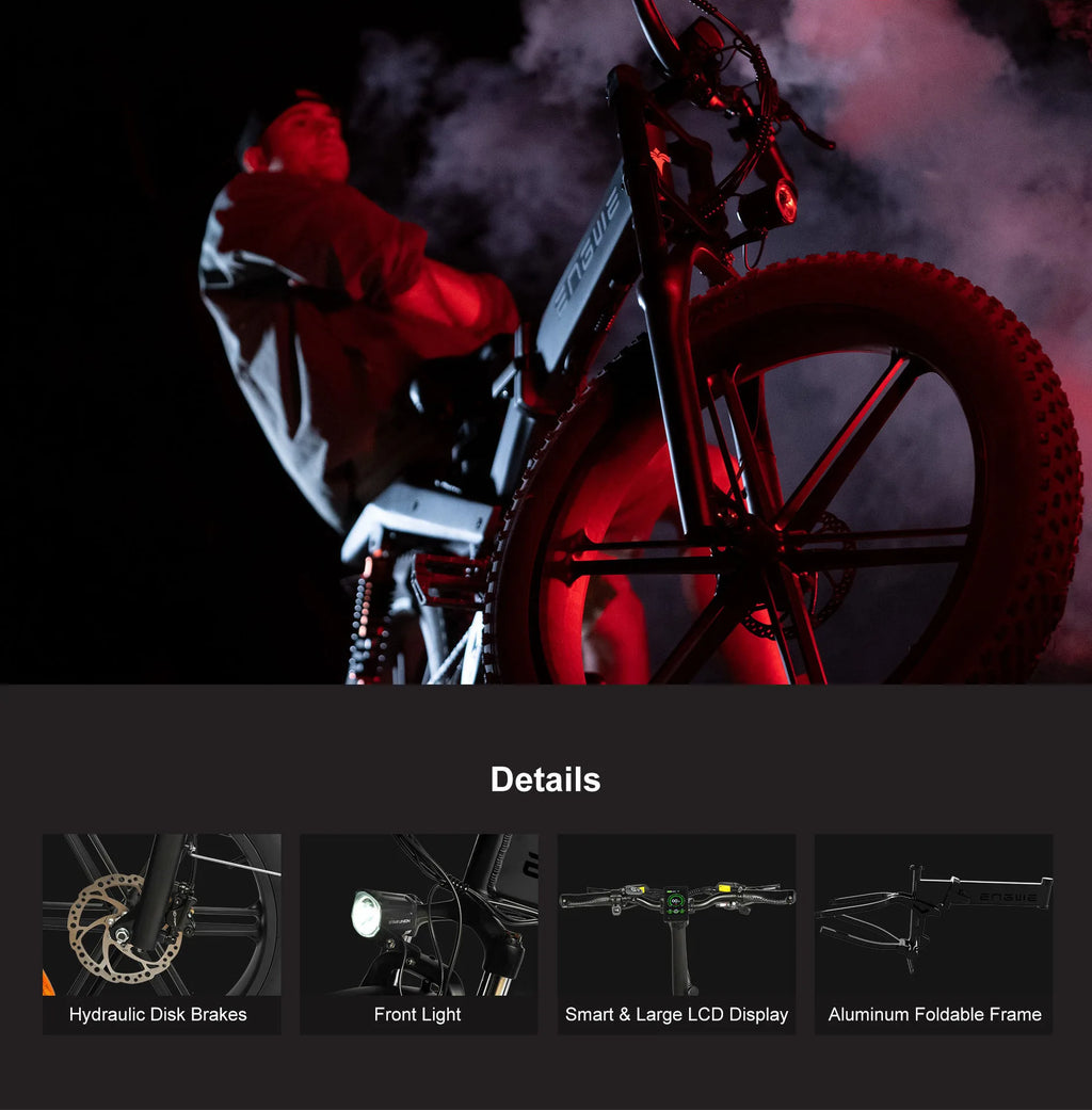 Electric Bicycle 26Inch 1000W 48V 29.2AH Folding Lithium Battery Bike Full Shock Absorber 26X4.0 Snow Tire E-bike
