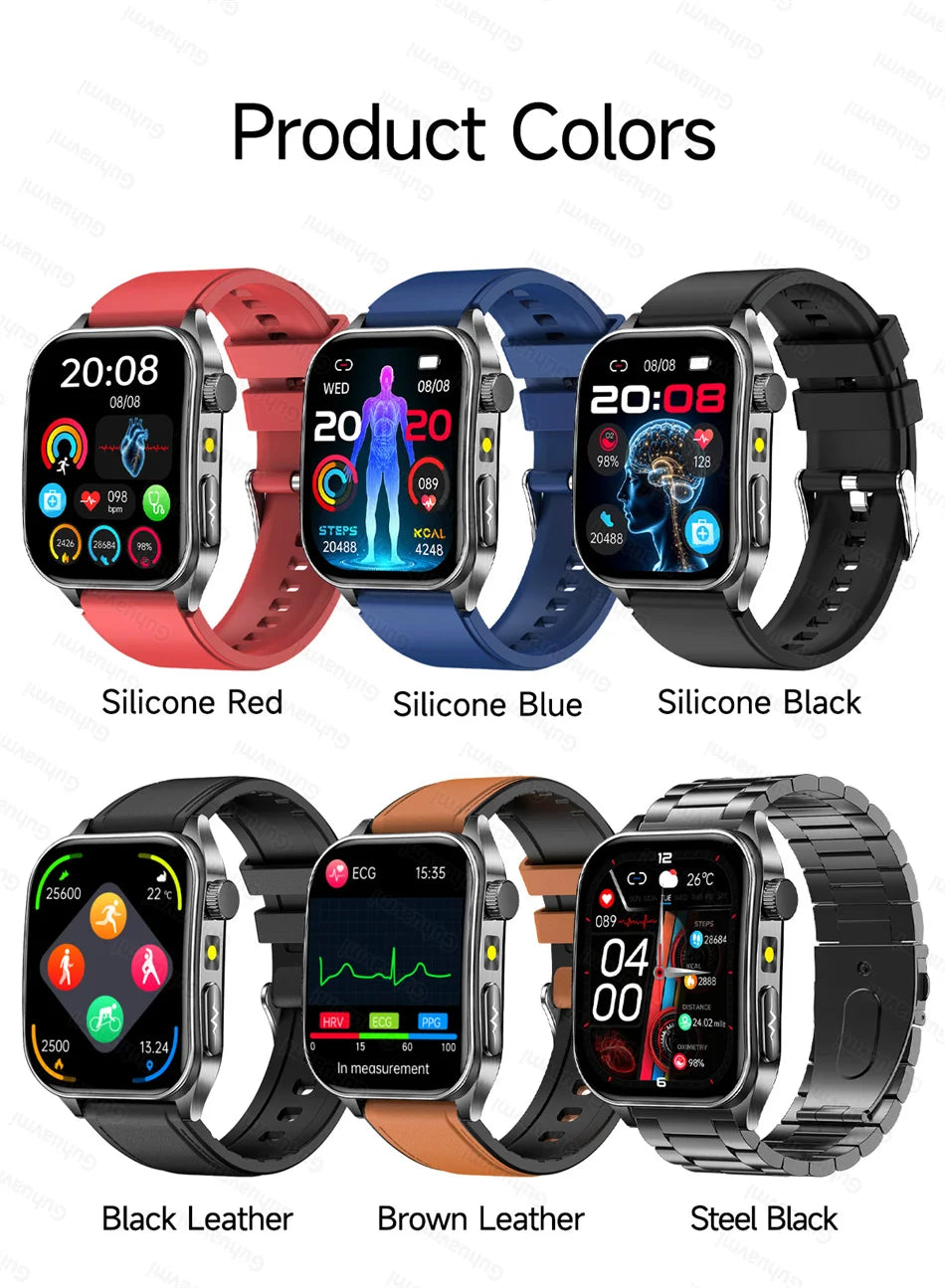 Smart Watch 650nm Dual probe laser health conditioning Blood oxygen Pressure Uric Acid Blood lipid ECG Smartwatch for Man Women