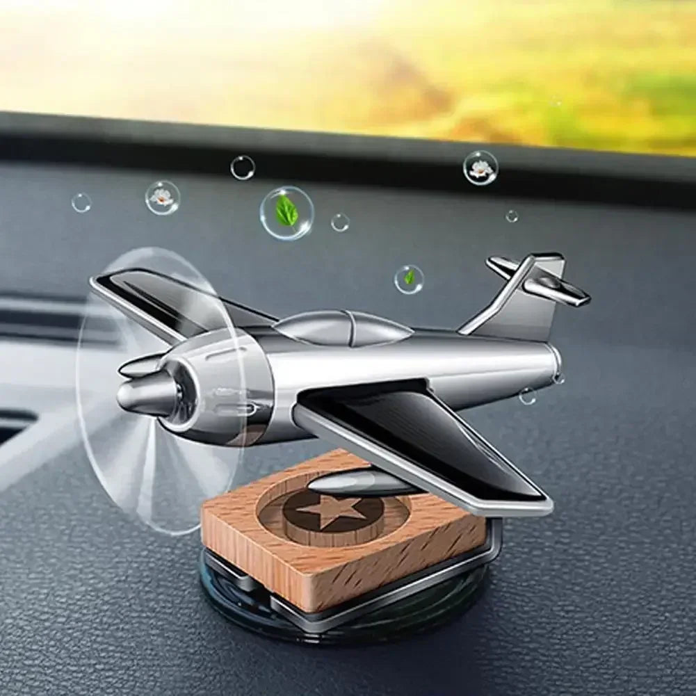 Car Essential Oil Diffuser Solar Airplane Air Freshener Wooden Base Fragrance Aromatherapy Diffuser Ornaments Auto Accessories
