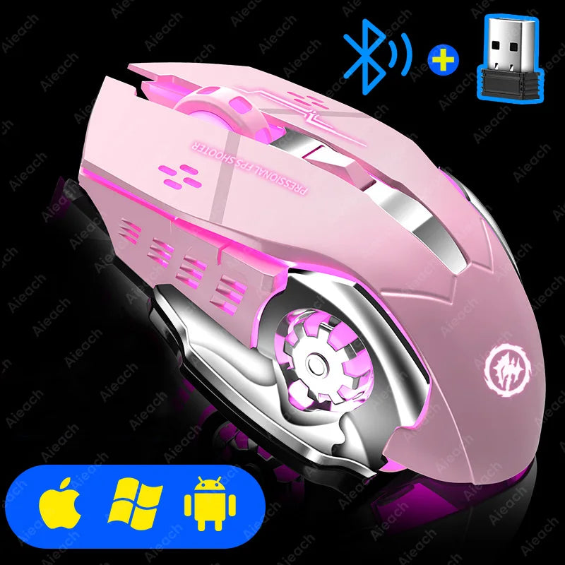 Wireless Bluetooth Gaming Mouse 2.4g USB Rechargeable Ergonomic Mechanical Backlight Design for Laptop PC Computer Gamer