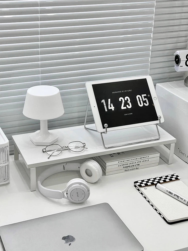 Desktop Cuter Monitor Riser Stand Office Desk Organizer Bookelf Storage Solution Simple Design Wood Material Tabletop Pl...
