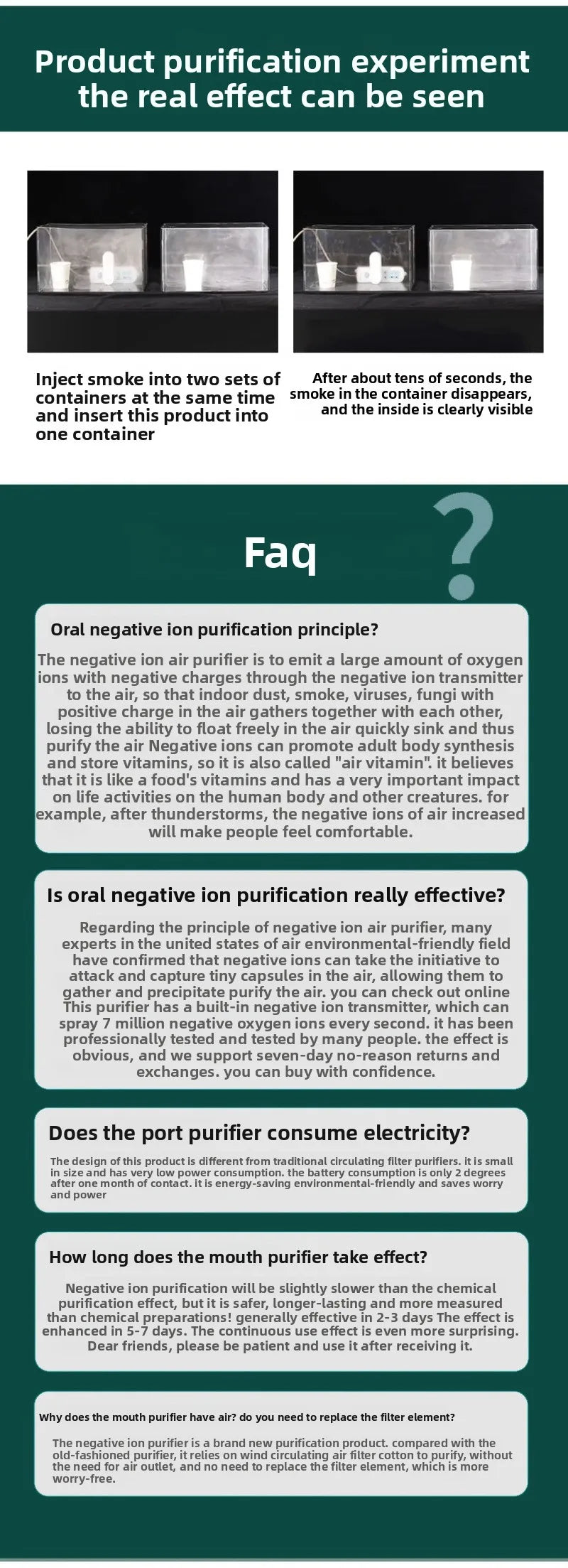 Negative Ion Air Purifier Plug-in Portable Negative Ion Generator for Rooms with Odors Smoke PM 2.5 Toilet Kitchen Air Purifier