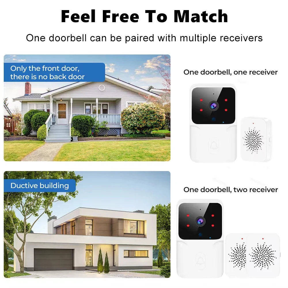 Doorbell Video Low-Power WiFi Link Rechargeable Type Doorbell Night Vision HD Smart Security 1 to 1 Home Intercom