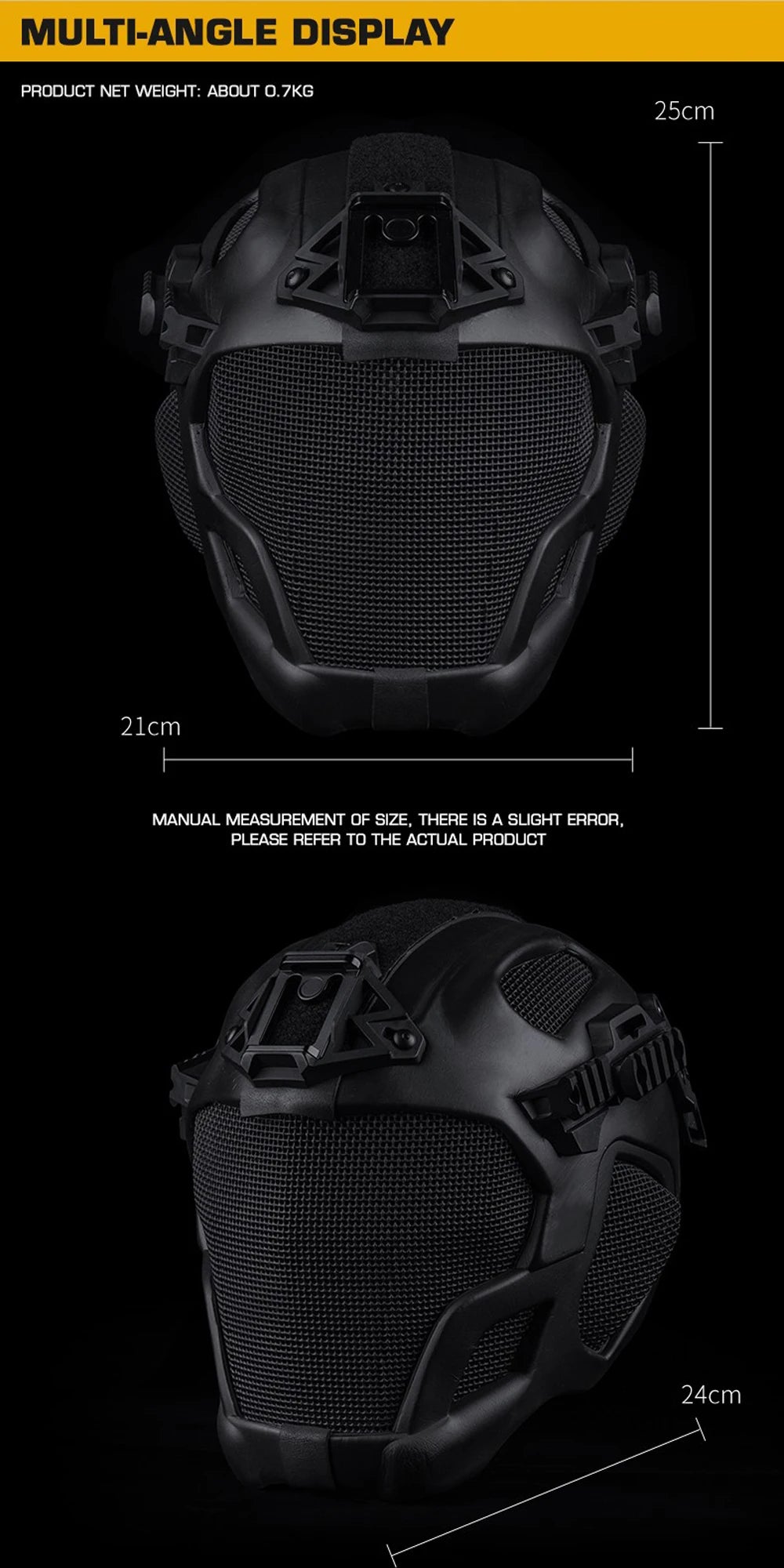 Full Protection Tactical Helmet Militar Hunting Airsoft Paintball CS Steel Mesh Safety Face Mask EVA Lightweight Punk Cosplay