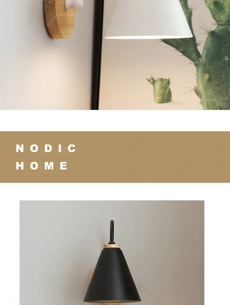 Nordic Wall Sconce Light Fixture for Bedroom Bedside Living Room Lighting Luminaire Lamp Indoor Wooden decor retro