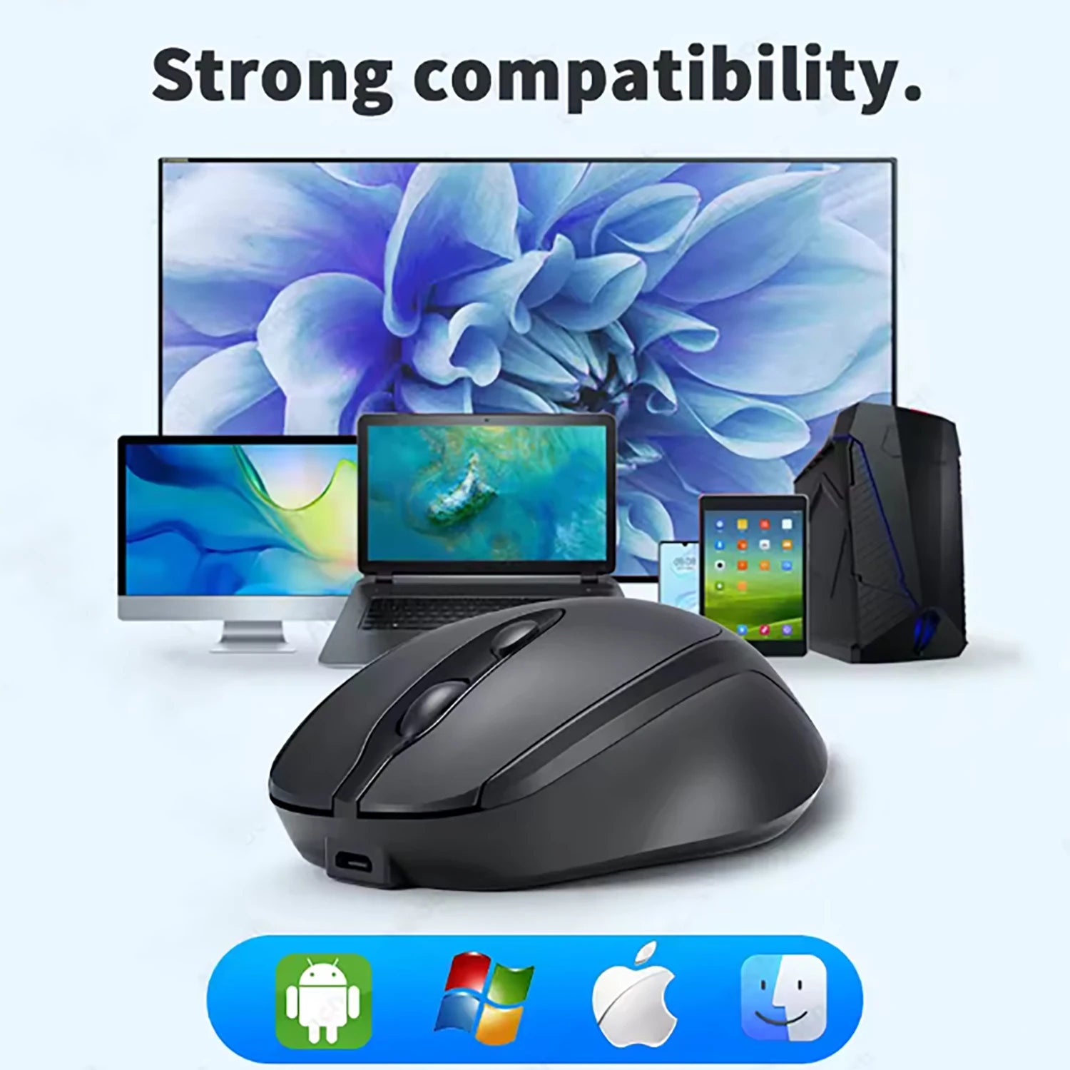 Bluetooth-Compatible Wireless Mouse 2.4G USB Wireless Computer Mouse Rechargeable Silent Mice For PC Laptop Macbook Tablet