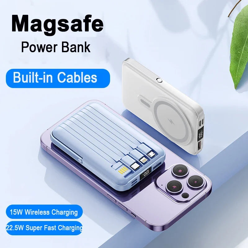 20000mAh Magnetic Power Bank Wireless Fast Charging Portable Charger with Cable Stand External Battery for IPhone Iwatch Magsafe