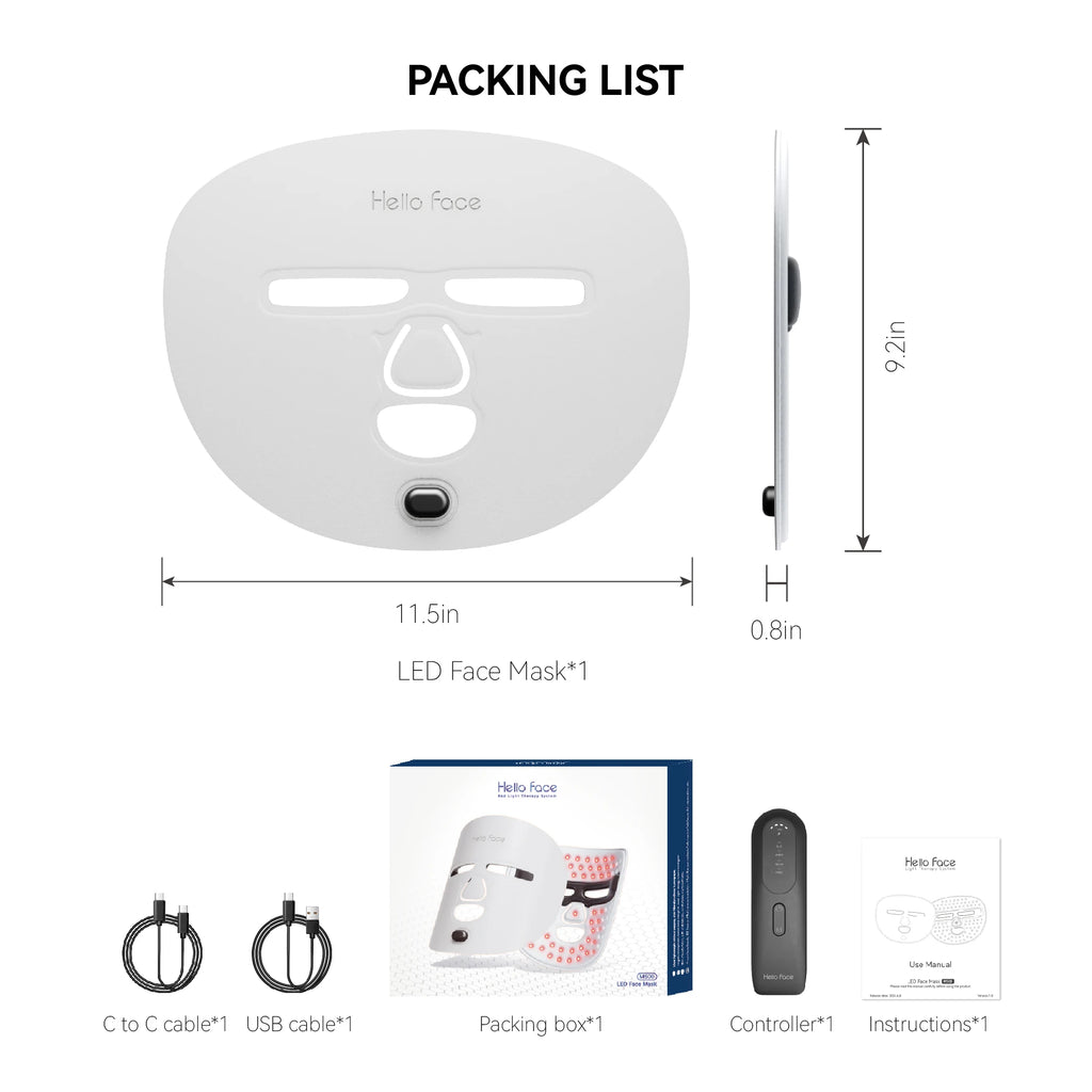 Hello face Near-infrared LED Light Therapy Face Mask 510K M500 with 3000mAh Battery Portable Lightweight Skin-Friendly Mask