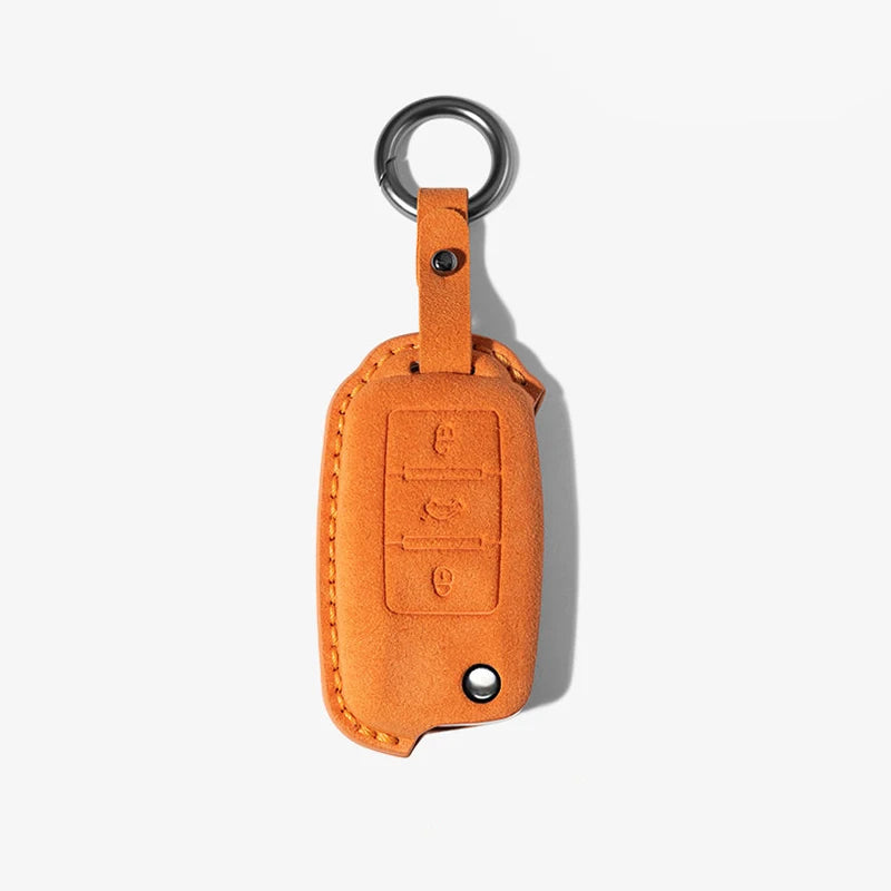 Suede Car Key Case Cover Fob Keychain for VW Volkswagen Golf 7 MK7 Tiguan MK2 for Ateca Leon FR Ibiza Skoda Octavia Kodiaq