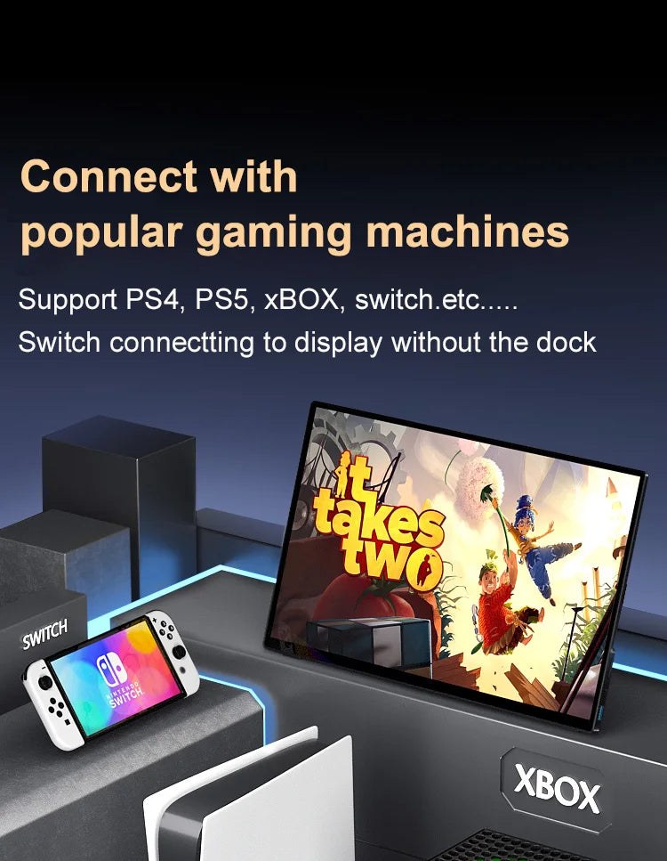 15.6inch 4K OLED Touch Screen Portable Monitor 500Nit USB-C HDMI-Compatible External 16:10 Gaming Display for Xbox Switch Laptop