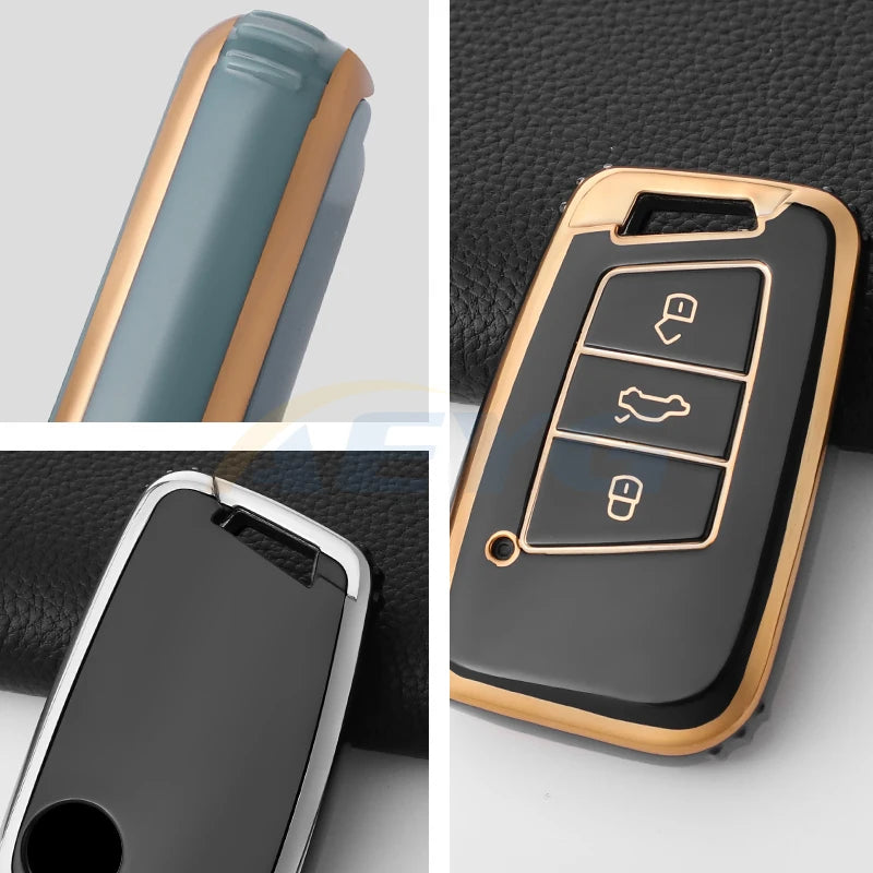Car Key Case Cover Shell Fob For VW Volkswagen Magotan Passat B8 Golf Seat Skoda Superb A7 Kodiaq Key Chain Accessories