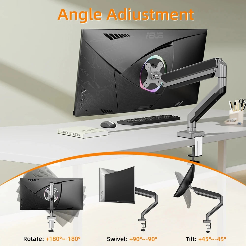 TV Monitor Mount Single PC Monitor Mount Stand Gas Spring Adjustable Arms with VESA 75/100mm, 13-32 Inch Screen Compatibility