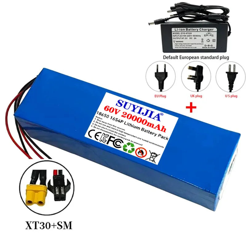 Air fast transportation 60V New Full Capacity Power 18650 Lithium Battery 20ah Lithium Battery Pack 16S4P Suitable for 250-2000W