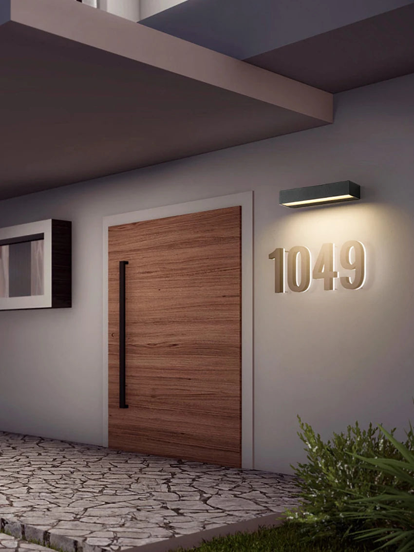 12W 18W 30W LED Wall Lamp Outdoor Waterproof Strip Wall Lights Porch Sign Lighting Courtyard Garden Decor Light Fixture Aluminum