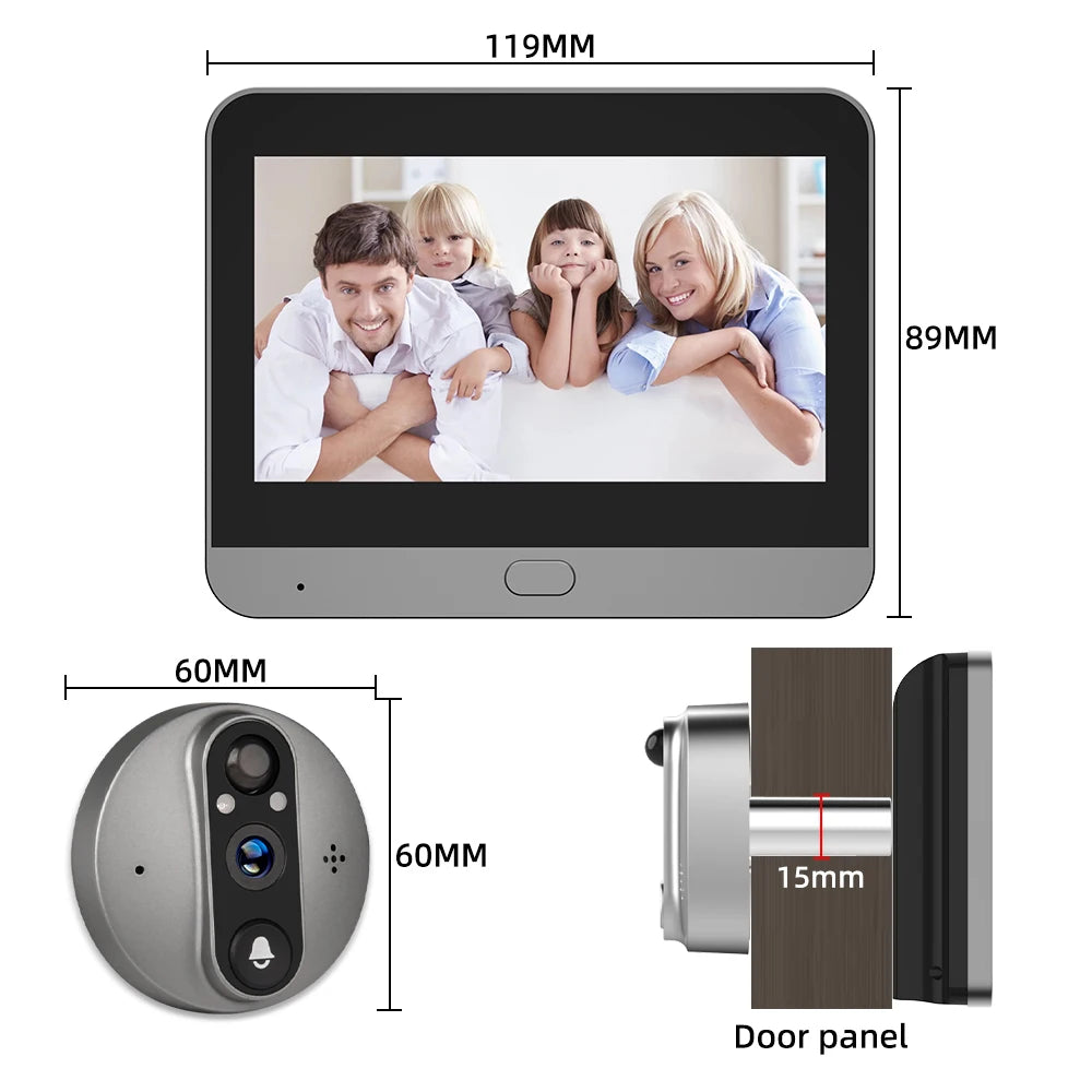 3MP Tuya Smart WiFi Door Bell Eye Peephole Camera Battery PIR Motion Detect Night Vision Digital Viewer Doorbell Smart Life APP