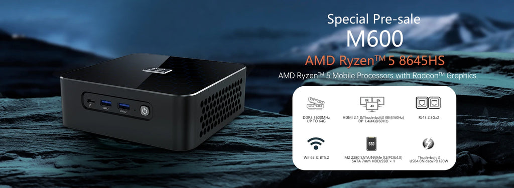 MOREFINE Mini Pc Gamer CPU Ryzen 9 8945HS AMD R7 8845HS R7-8745HS R5-8645HS 2.5G LAN Windows11PRO Desktop Computador Gaming PC