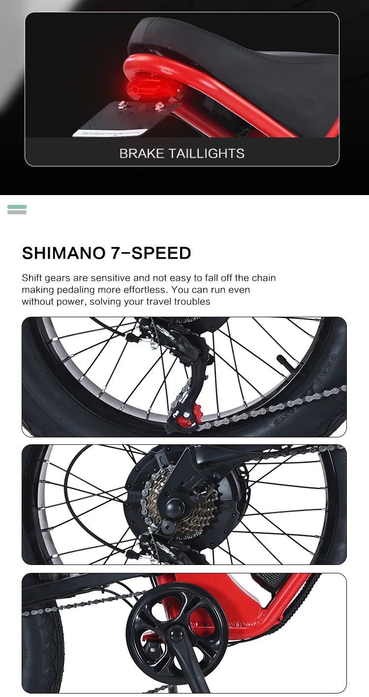 Electric Bike Fatbike 45km/h Aluminum Alloy Bicycle Fat Tire E-bike Urban Adult 750w 20inch 48V Fast Charge E-bike