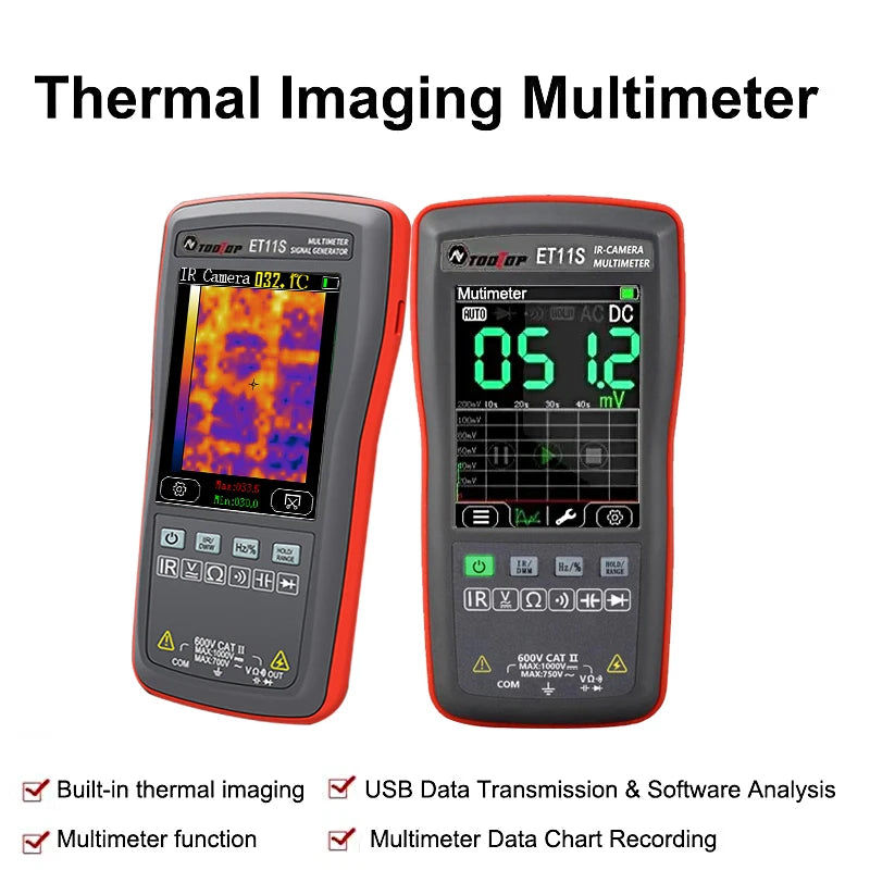 TOOLTOP ET11S 24x32 Thermal Imager 2.8 Inch Thermal Imaging Camera AC DC 4000 Counts Multimeter -40~300℃ Temperature Measurement