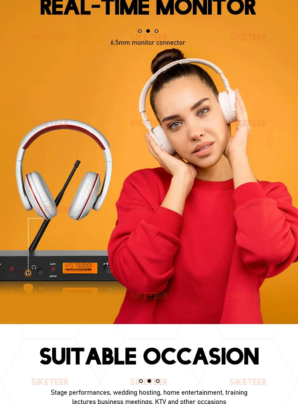 Professional In-Ear Monitor System 2-Channel Multi-Bodypack Monitor with In-Ear Wireless Monitor for Stage DJ Dedicated  EM-2050