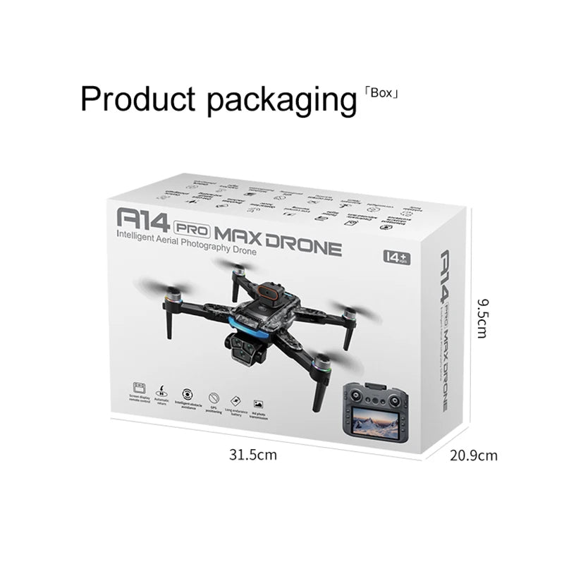 New A14ProMax 8K Drone 4.3Inch Screen Control GPS Brushless Motor Dual Camera Optical Flow Obstacle Avoidance Foldable RC UAV