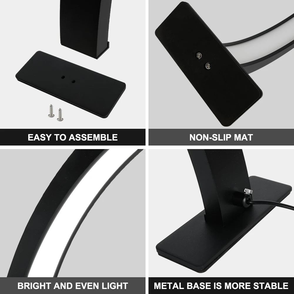 30in Nail Desk Lamp 39W 364Leds Light for Nails Aluminum Alloy Dimmable 3000K-6500K Half Moon Lamp for Lash Extensions Skincare