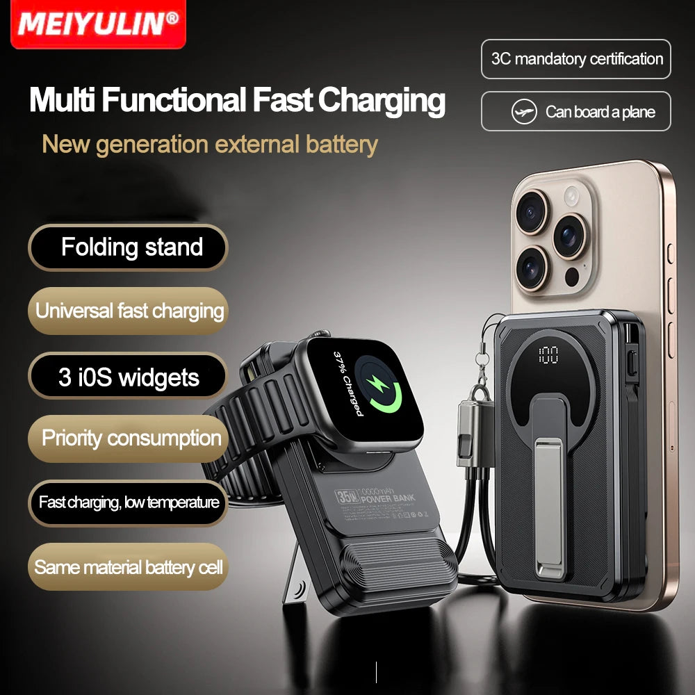 4 in 1 Magnetic 10000mAh Wireless Power Bank 35W Fast Charging Self Charging Multifunctional Powerbank For Magsafe iPhone Xiaomi