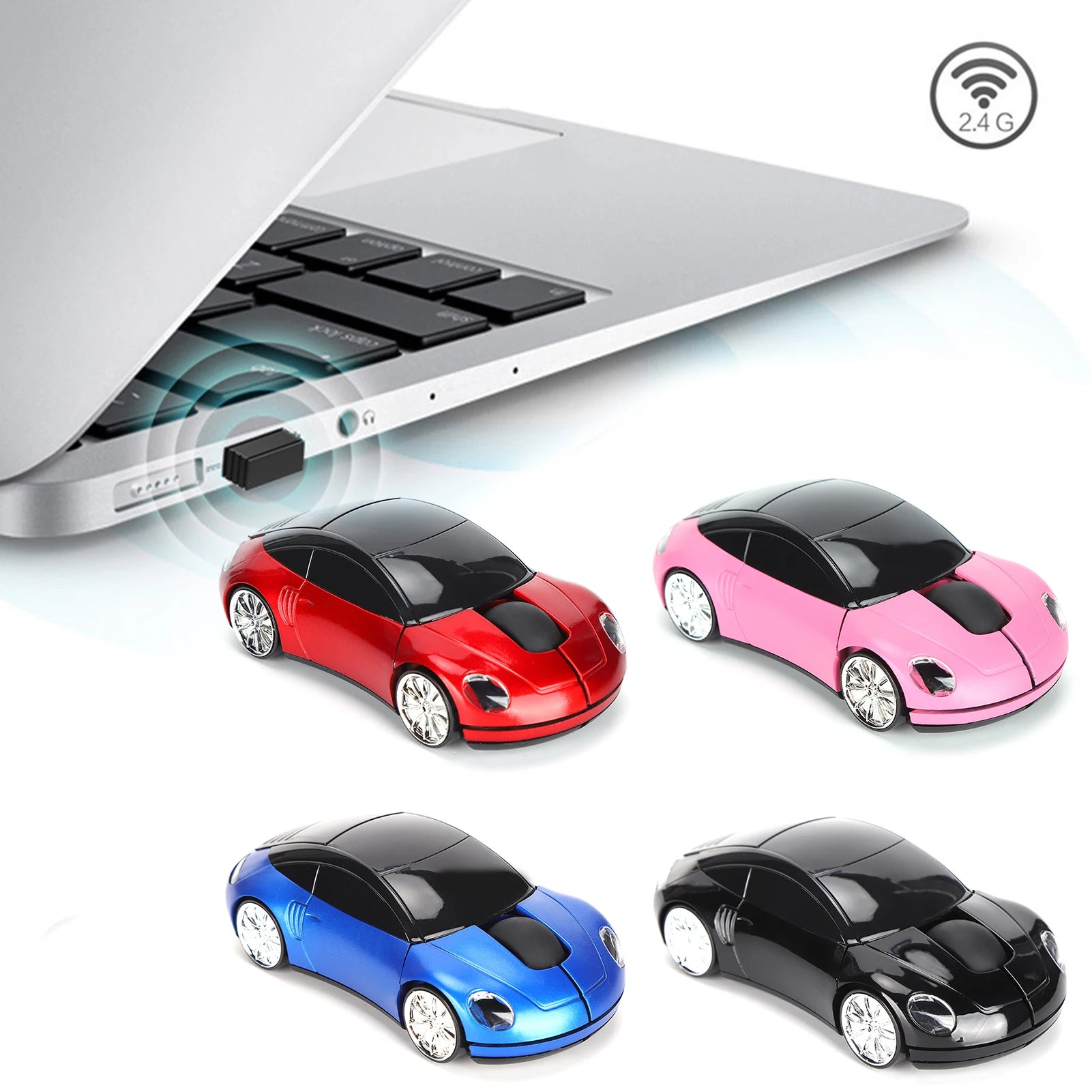 Wireless Mouse 2.4G Mini Car-Shaped Optical Mouse Suitable for Laptops, Tablets, and PC Office Use