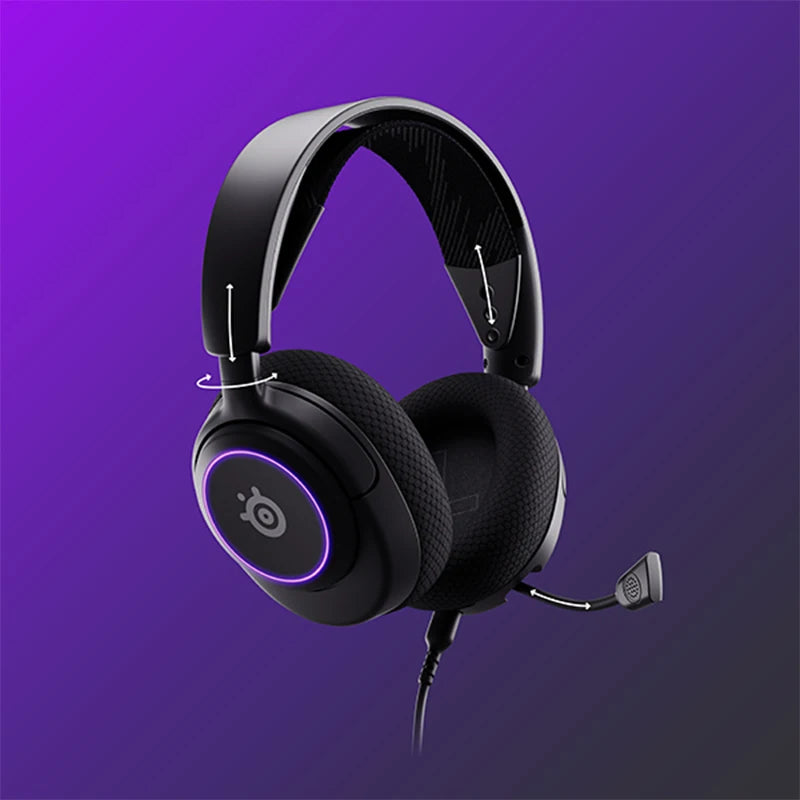SteelSeries Arctis Nova 3 RGB Wired Gaming Headset the Lightweight Headphone with ClearCast Gen 2 Mic 360 Spatial Surround Sound