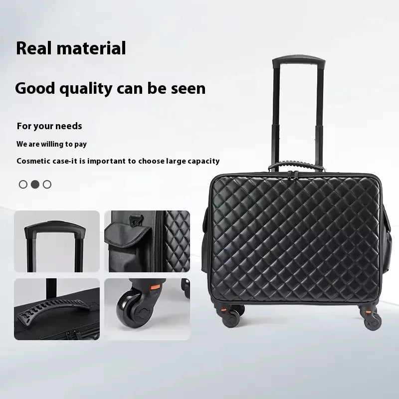 Travel Makeup Artist Bag Luggage Cosmetic Brush Storage with Wheels Beauty Tool Organizer Rolling Suitcase for Artists