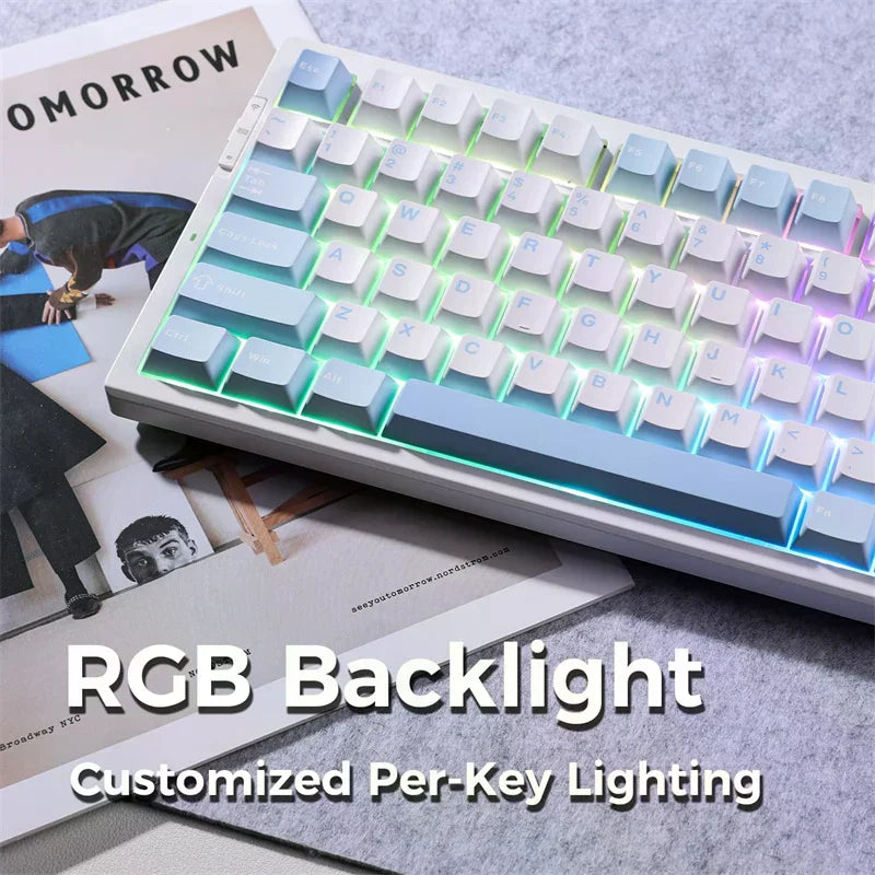 G75 Pro Mechanical Keyboard Customized Tri-mode Wireless RGB Hot Swap 8000mAh PBT Gasket Bluetooth E-sports For PC Gaming