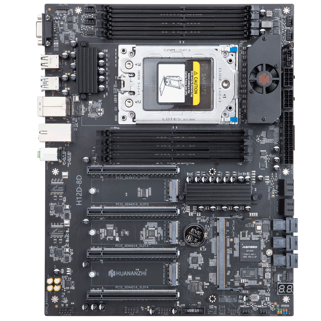 HUANANZHI H12D 8D AMD  Motherboard with BMC module support AMD EPYC 7002 7003 series CPU 8 channel memory Dual 2.5G network