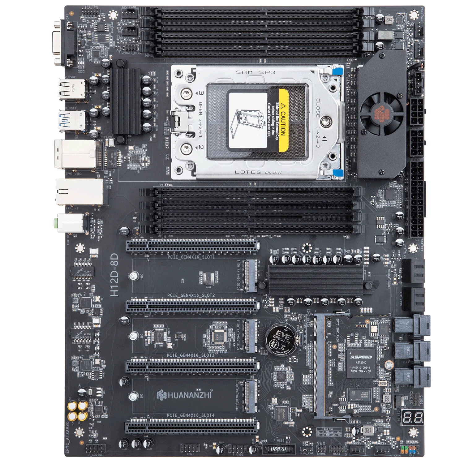 HUANANZHI H12D 8D AMD  Motherboard with BMC module support AMD EPYC 7002 7003 series CPU 8 channel memory Dual 2.5G network