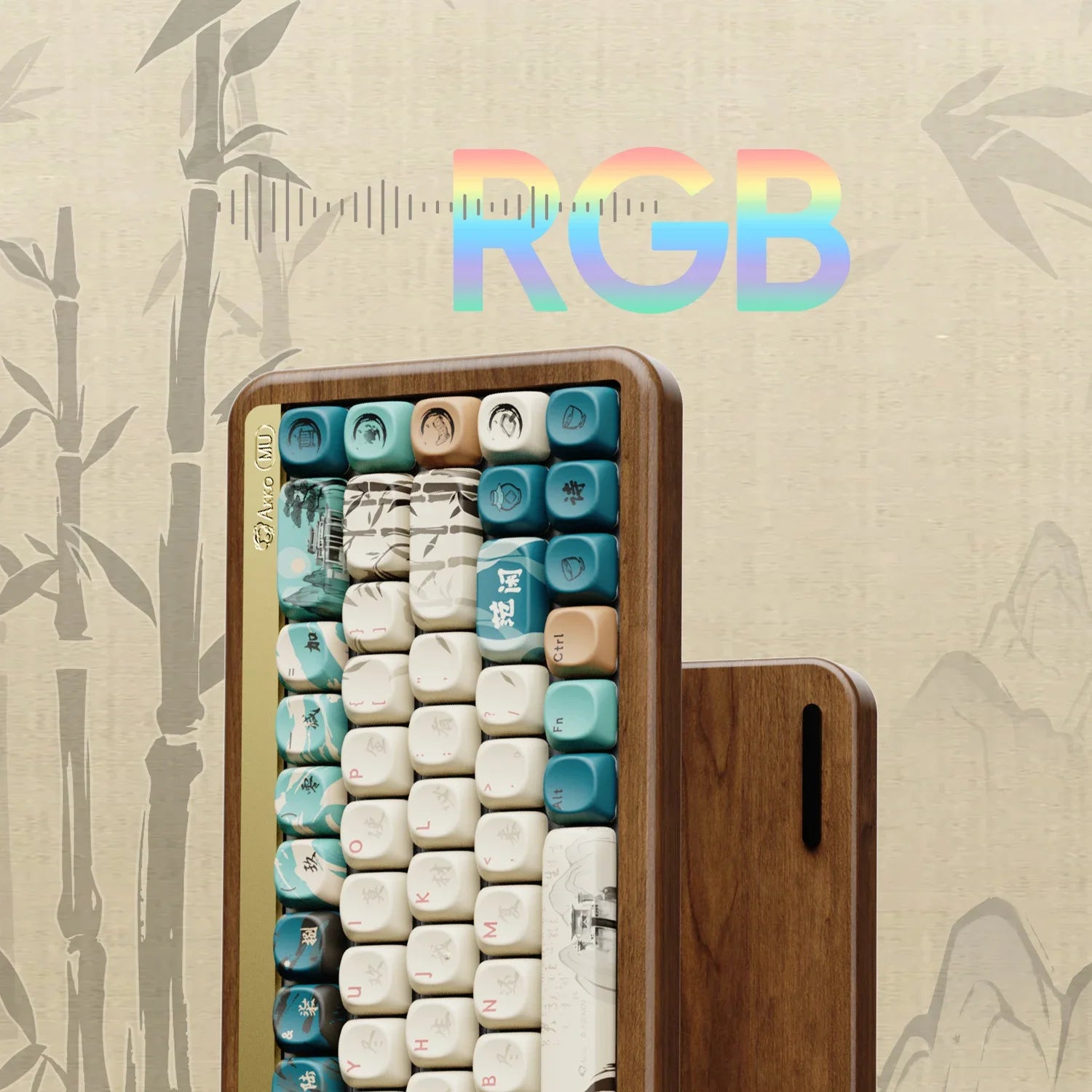 MU01/2 68key Wooden Mechanical Keyboard MOA Profile Custom RGB Hot-swappable BT 5.0/2.4G Wireless & Type-C Wired Gaming Keyboard