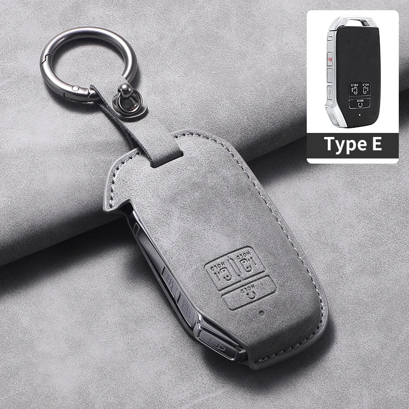 7 Bottons Leather Car Key Case Fob Cover For Kia Carnival K7 2021 2022 Car Remote Key Case Cover Shell Fob Keychian Accessories