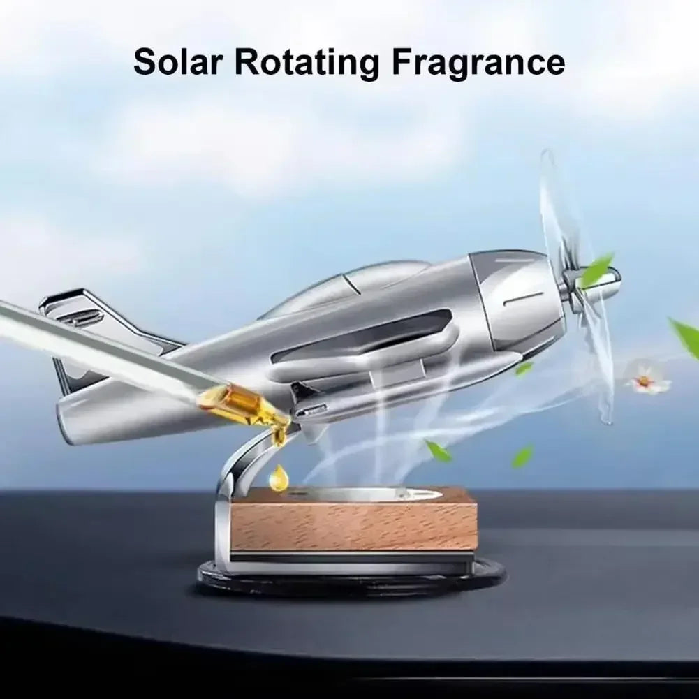 Car Essential Oil Diffuser Solar Airplane Air Freshener Wooden Base Fragrance Aromatherapy Diffuser Ornaments Auto Accessories