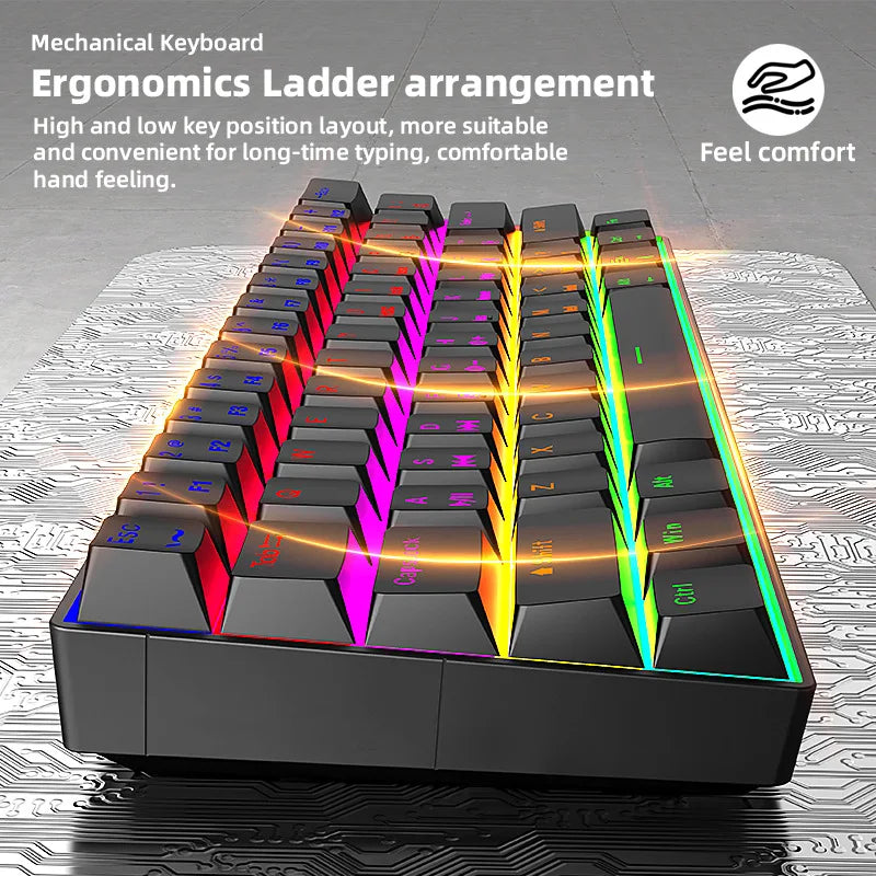 Wired Mechanical Keyboard Green Axis 68 Keys Hot-Swappable Side-Engraved Gradient E-Sports Gaming Keyboard