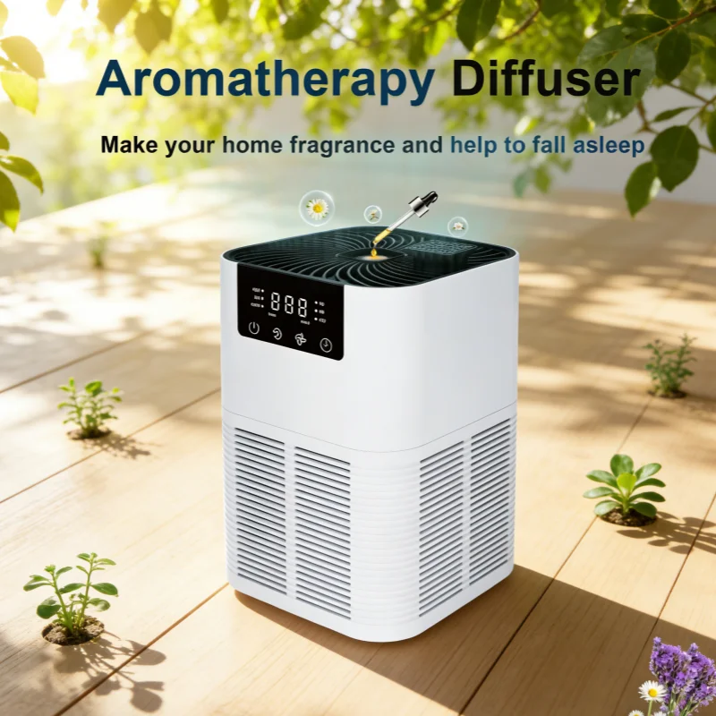 Air Purifier Smoke Odor Negative Ion Generator with Aromatherapy Air Cleaner for Household HEPA Filter Efficient Purifying Air