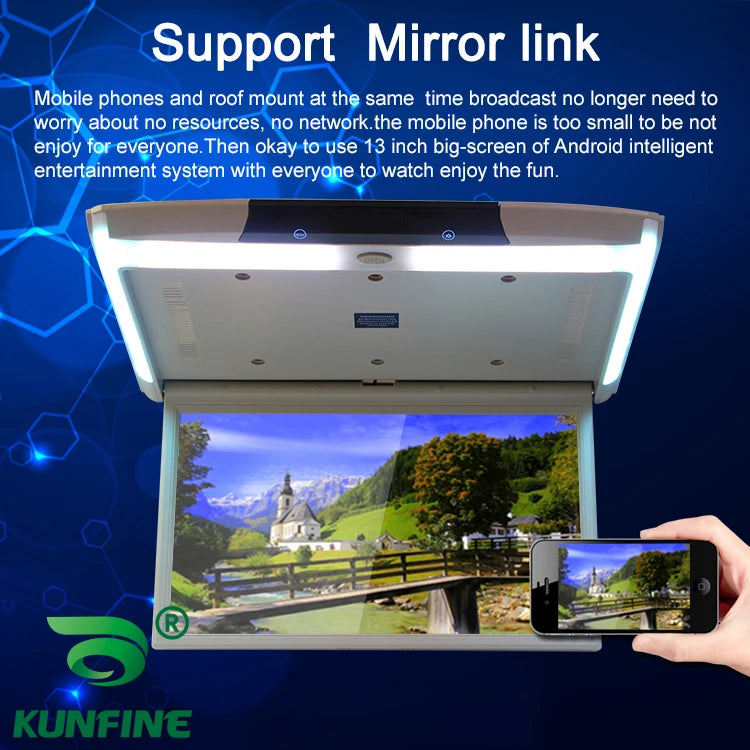 15.6 inch Display digital screen Android 9.0 Car Roof Monitor LCD Flip Down Screen Overhead Multimedia Video Ceiling Roof mount