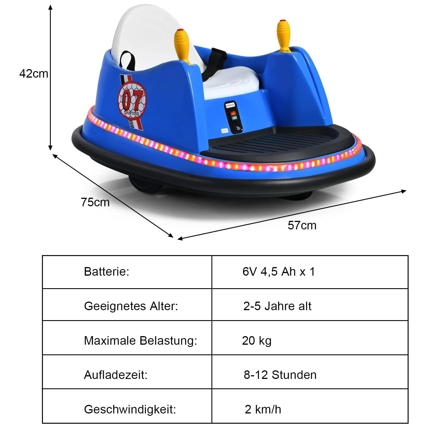 6V Ride-On Car Scooter with Colourful Lights and Music, 360 Degree Rotation, Bumper Car