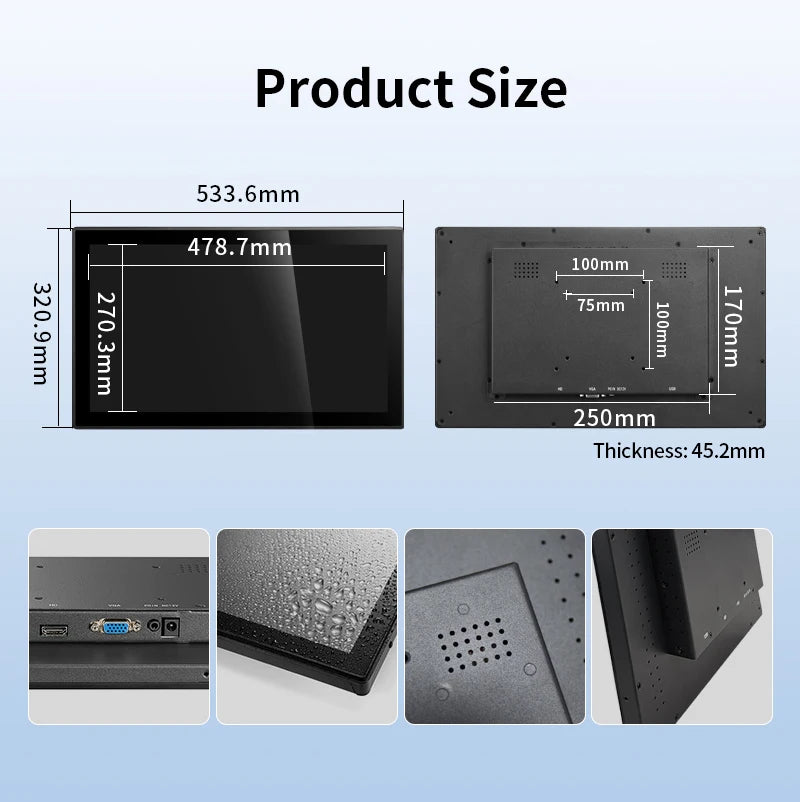 15.6 Inch 1000 Nits Flat True Capacitive Touch Screen Monitor 1920*1080 Open Frame Industrial Waterproof Display With VGA HDMI