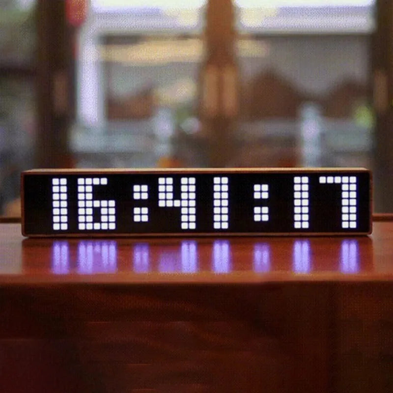 LED Desk Clocks Solid Wood Table Clocks Creative Digital Electronic Clock Modern WiFi Desktop Clock for Living Room Furniture
