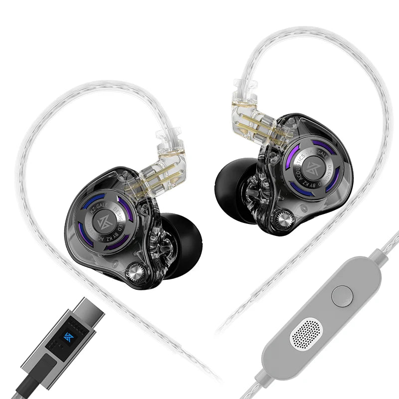KZ Gale In-Ear Gaming Earphones 7.1 Stereo E-sports Bass Metal Earbuds for Video Game Stage Live Wired Headphones With HD Mic