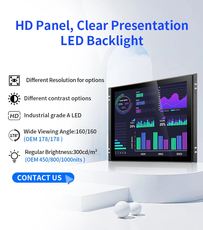 15.6 Inch 1000 Nits Flat True Capacitive Touch Screen Monitor 1920*1080 Open Frame Industrial Waterproof Display With VGA HDMI