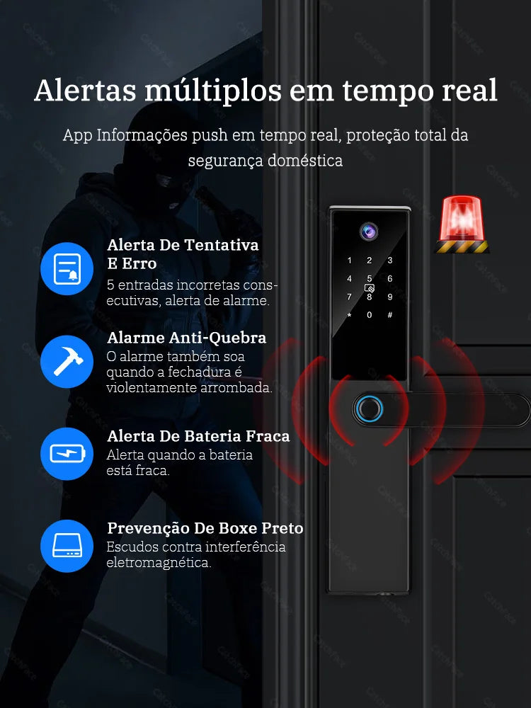Brazil Tuya Smart Door Lock Portuguese Voice Digital Electronic Lock WIFI APP Fingerprint Password RFID Unlock For Home