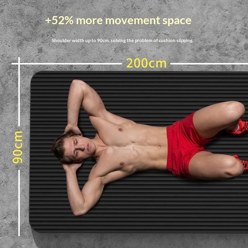 10MM Non Slip Extra Thick Yoga Mat High Density Fitness Exercise Mat Home Workout Pilates Beginner Men Women Eco Friendly Black