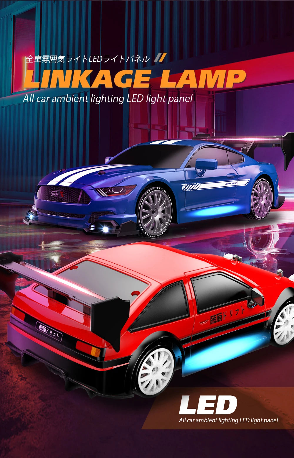 4WD Remote Control Car RC Drift 1:24 20KM/H High Speed Vehicle with LED Lights Racing Sport Toy for Adults Boys Girls Kids Gifts