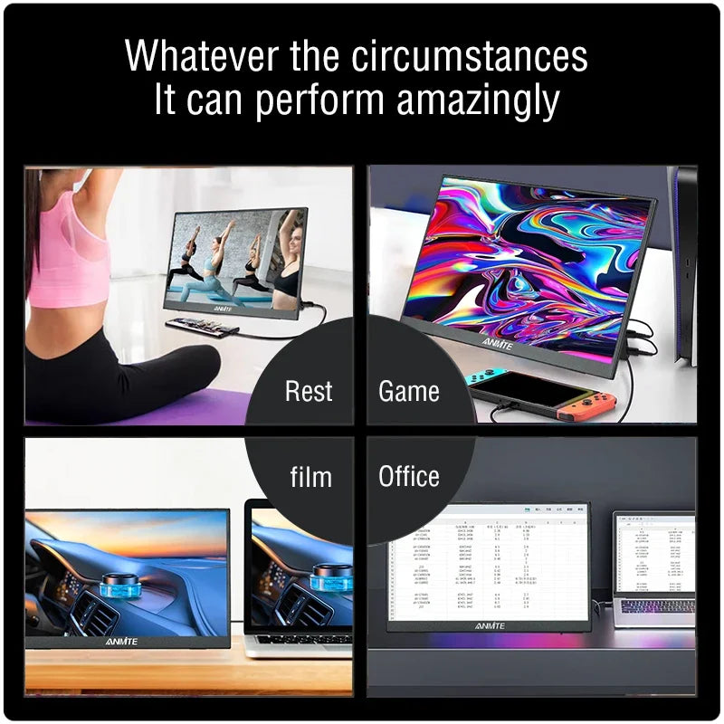 Anmite 14/16-Inch Portable Touch Monitor 1200P HDR 16:10 Low Blue Light For XBox PS4 / 5 Switch Cell Phone PC Loptop Extension
