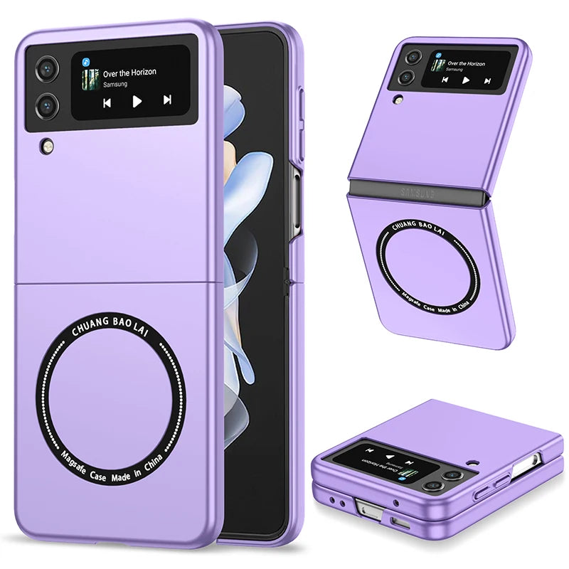 Magnetic Wireless Charging Case for Galaxy Z Flip5 4 3 Magsafe Case Anti Fingerprint Shockproof Cover Case Flip6