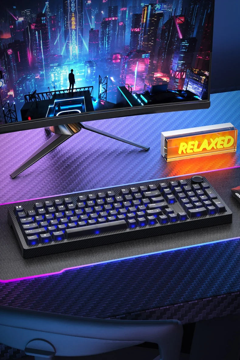 SKN Qinglong Mechanical Keyboard Gaming Custom Wireless Tri Mode Dual 8K Composite Carbon Fiber RGB Backlit Suspension Office