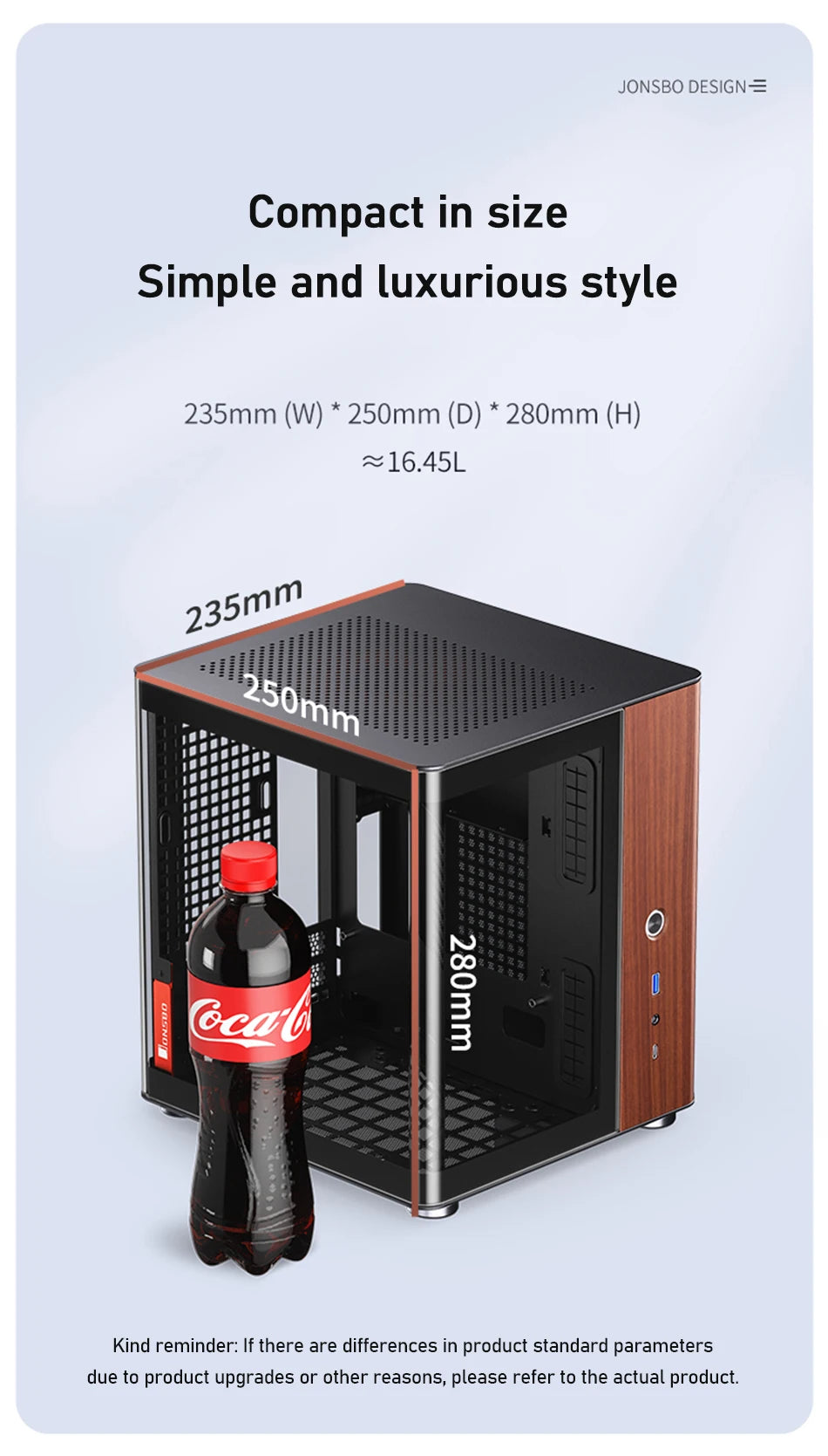 Jonsbo TK-0 ITX Sea View Room Case Separated Cabinet Dual-Curved Glass Aluminum Solid Walnut Wood Compact Desktop Chassis